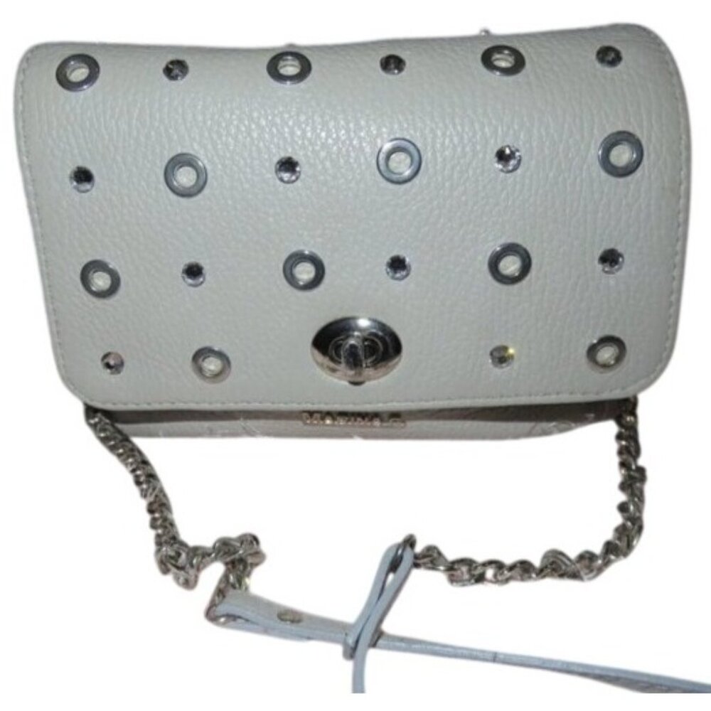 MARINA C CREAZIONI Italian pebbled leather embellished chained crossbody handbag